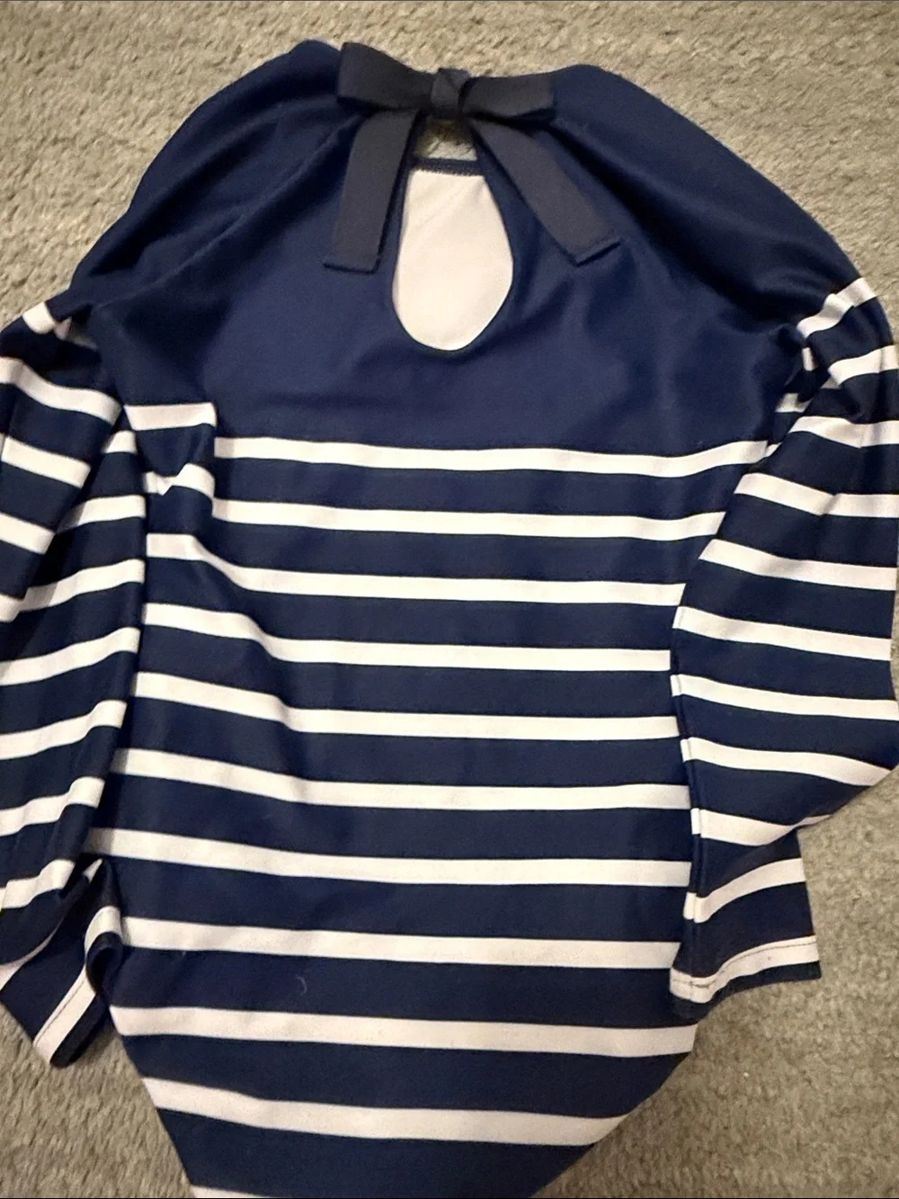 Minnow Navy and White Striped Kids One-Piece Swimwear